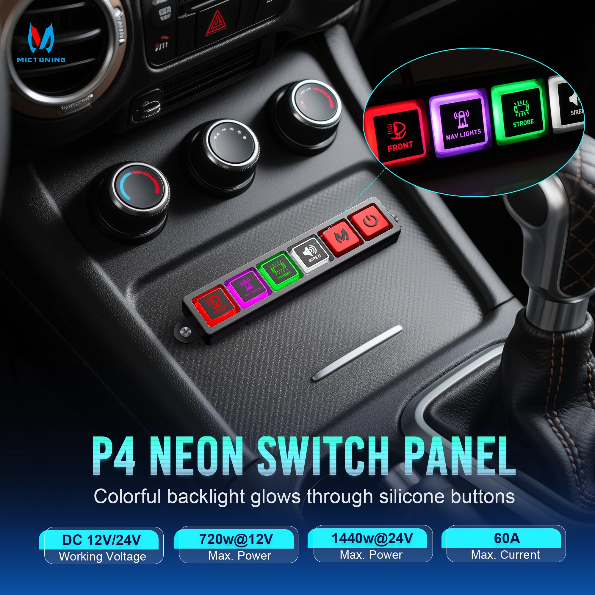 Mictuning 4 Gang Slim Switch Panel LED Backlit Silicone ButtonsToggle On-Off Touch Pod for 12-24V Truck Offroad Car Marine
Mictuning 4 Gang Slim Switch Panel LED Backlit Silicone ButtonsToggle On-Off Touch Pod for 12-24V Truck Offroad Car Marine