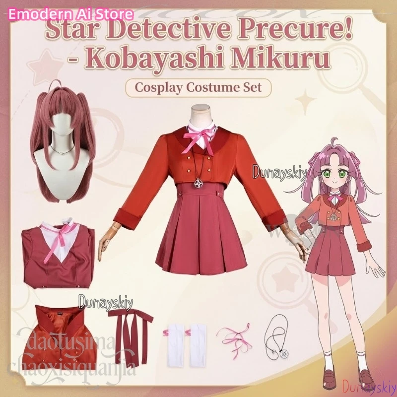 Anime Star Detecticeee Precure! Cosplay Kobayashi Mikuru School Uniform Red Coat Dress Kawaii Cute Magic Suit Wigs Halloween Cos
Anime Star Detecticeee Precure! Cosplay Kobayashi Mikuru School Uniform Red Coat Dress Kawaii Cute Magic Suit Wigs Halloween Cos