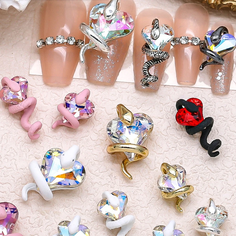 10PCS 3D Luxury Alloy Snake Nail Art Love Heart Rhinestone Charms Accessories For Manicure Decor Nails Decoration Supplies Tools
10PCS 3D Luxury Alloy Snake Nail Art Love Heart Rhinestone Charms Accessories For Manicure Decor Nails Decoration Supplies Tools