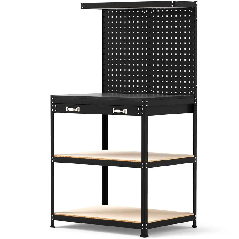 32 x 16 Inch Workbench Work Table with 2 PCs Pegboard Drawer and Shelves-Black
32 x 16 Inch Workbench Work Table with 2 PCs Pegboard Drawer and Shelves-Black