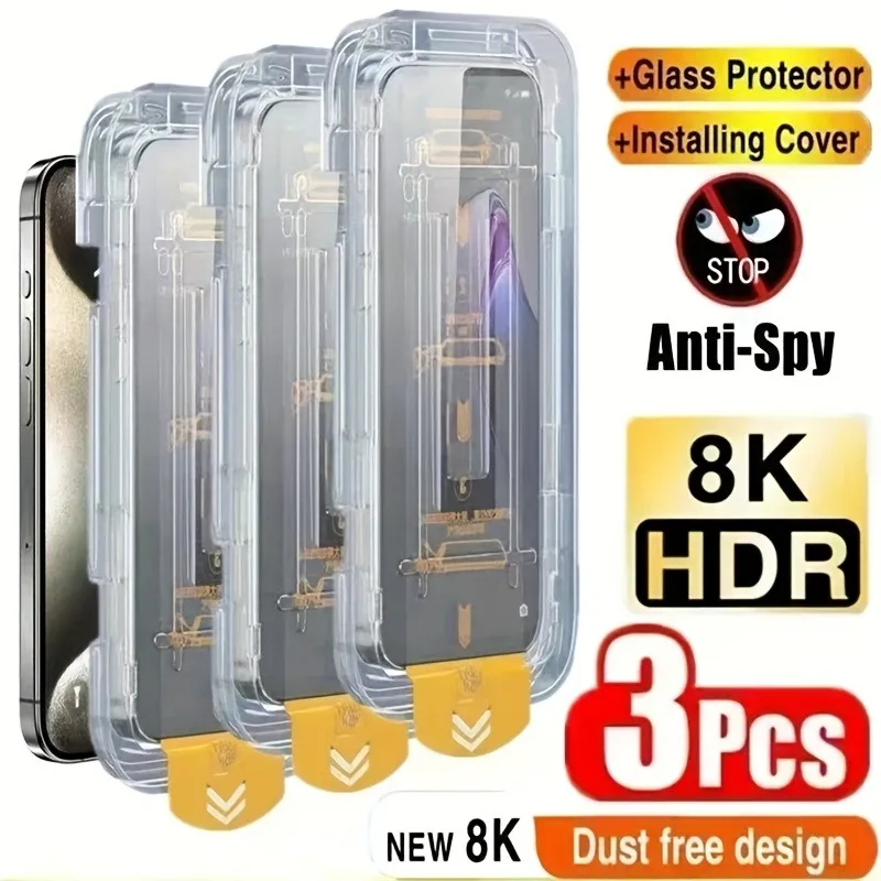 3Pcs Anti-Peeping Screen Protector Tempered Glass Compatible With iPhone 17 16 Pro Max 17Air 16e 15 14 13 12 11 Pro XR XS Glass
3Pcs Anti-Peeping Screen Protector Tempered Glass Compatible With iPhone 17 16 Pro Max 17Air 16e 15 14 13 12 11 Pro XR XS Glass