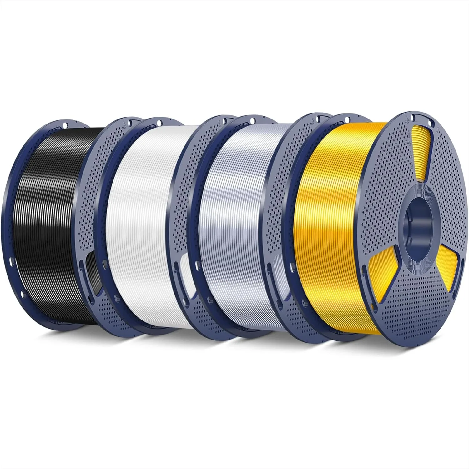 Silk PLA Filament 4kg Bundle, Shiny Surface 1.75mm ±0.02mm, 1kg Spool 4 Packs (Light Gold+Silver+Black+White)
Silk PLA Filament 4kg Bundle, Shiny Surface 1.75mm ±0.02mm, 1kg Spool 4 Packs (Light Gold+Silver+Black+White)