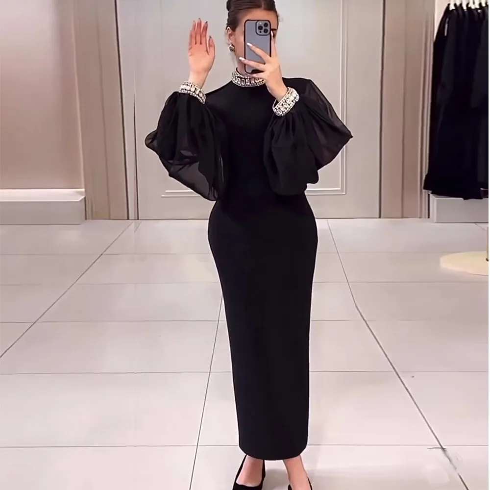 Elegant Mermaid Black Long Sleeves Beading Formal Prom Gowns Ankle Length Evening Dress
Elegant Mermaid Black Long Sleeves Beading Formal Prom Gowns Ankle Length Evening Dress