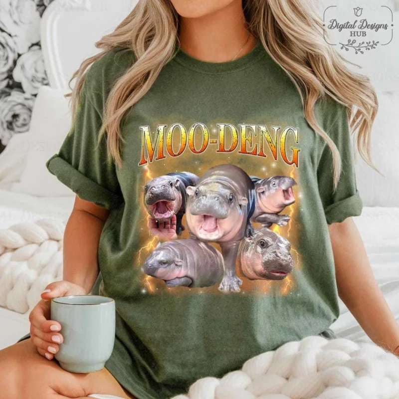 Cute Moo Deng Hippo Print T-Shirt Y2k Vintage Washed Tees Fashion Funny Meme T-Shirts Men Women Oversized Cotton Top Streetwear
Cute Moo Deng Hippo Print T-Shirt Y2k Vintage Washed Tees Fashion Funny Meme T-Shirts Men Women Oversized Cotton Top Streetwear