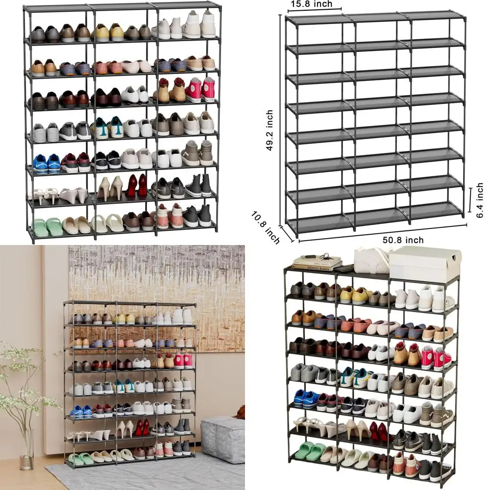 Прочная 3-рядная 8-ярусная полка для обуви на 40–60 пар, идеально подходит для домашнего хранения в гаражках, прихожей и коридорах.
Прочная 3-рядная 8-ярусная полка для обуви на 40–60 пар, идеально подходит для домашнего хранения в гаражках, прихожей и коридорах.