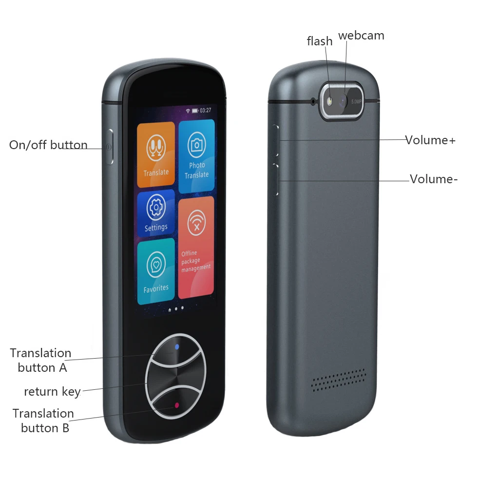 Translator V10 - Audio And Photo Translation Easy Operation For Travel Portable Language Translator Black
Translator V10 - Audio And Photo Translation Easy Operation For Travel Portable Language Translator Black