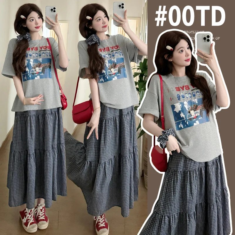 Women's Suit Fashion 2 Piece Set T Shirt And Skirt Set Pure Cotton Women's Summer American Retro Style Korean Style Loose
Women's Suit Fashion 2 Piece Set T Shirt And Skirt Set Pure Cotton Women's Summer American Retro Style Korean Style Loose