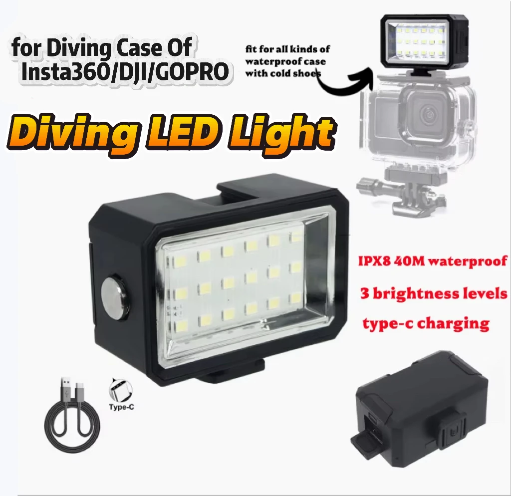 Video Fill Light 40M Waterproof LED Diving Light for DJI Osmo Action 6 5 Pro 4 3/Insta360 Ace Pro/Ace Pro 2/Go Ultra Fill Light
Video Fill Light 40M Waterproof LED Diving Light for DJI Osmo Action 6 5 Pro 4 3/Insta360 Ace Pro/Ace Pro 2/Go Ultra Fill Light