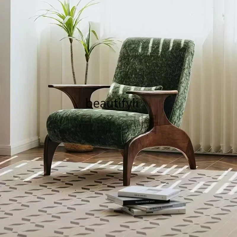 American retro casual sofa chair living room simple single solid wood armrest sofa chair
American retro casual sofa chair living room simple single solid wood armrest sofa chair