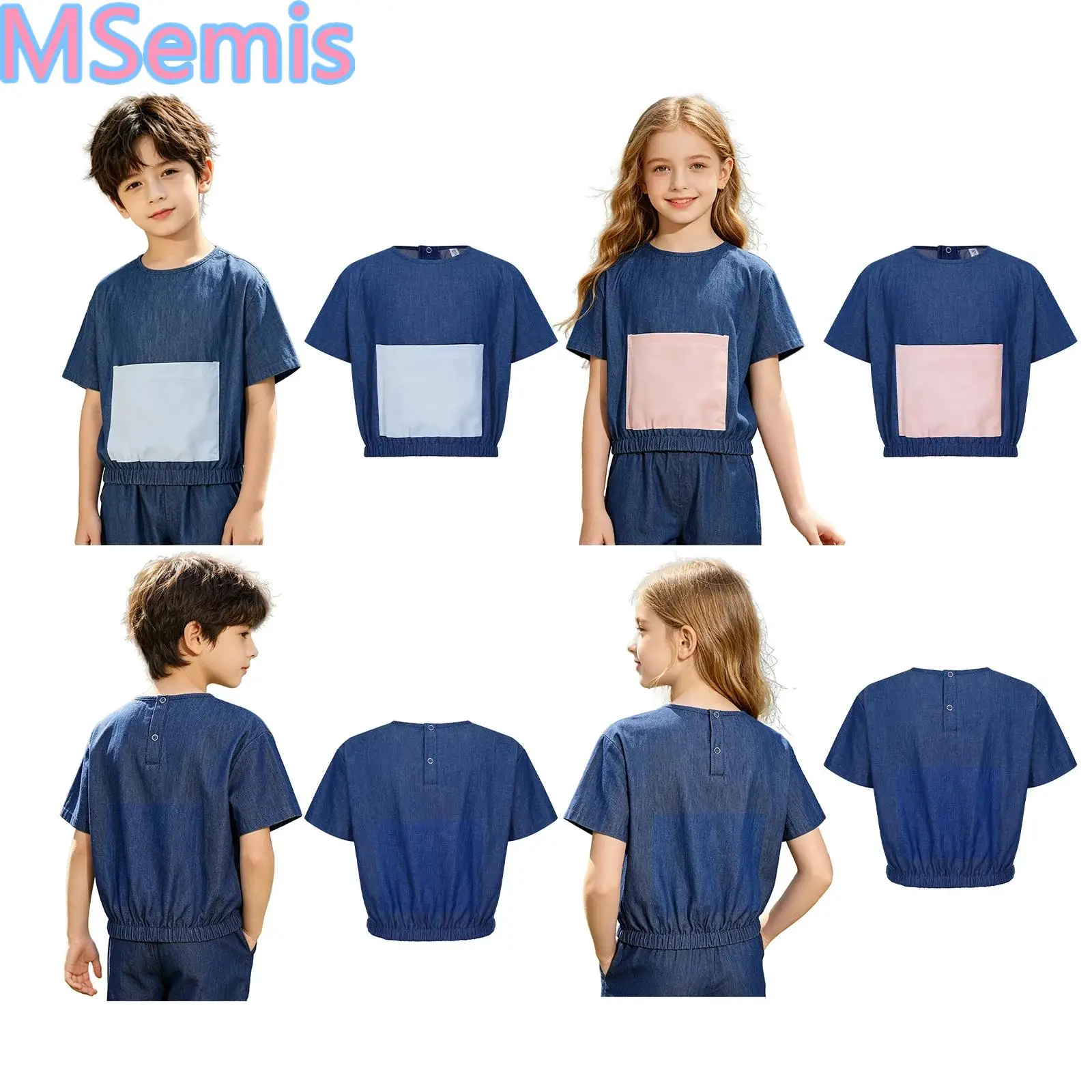 Kids Boys Girls Big Pocket Denim T-shirts for Singer Choir Clothes Short Sleeve Press Back Tops Shirts for Casual School Holiday
Kids Boys Girls Big Pocket Denim T-shirts for Singer Choir Clothes Short Sleeve Press Back Tops Shirts for Casual School Holiday