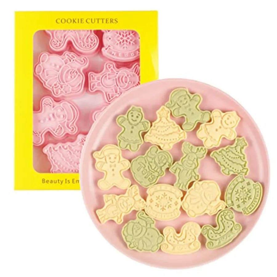 8-Piece Cute Christmas Cookie Cutters Plastic Baking Tools Set Red Green Holiday Dessert Molds for Holiday Baking Kitchen Essen
8-Piece Cute Christmas Cookie Cutters Plastic Baking Tools Set Red Green Holiday Dessert Molds for Holiday Baking Kitchen Essen