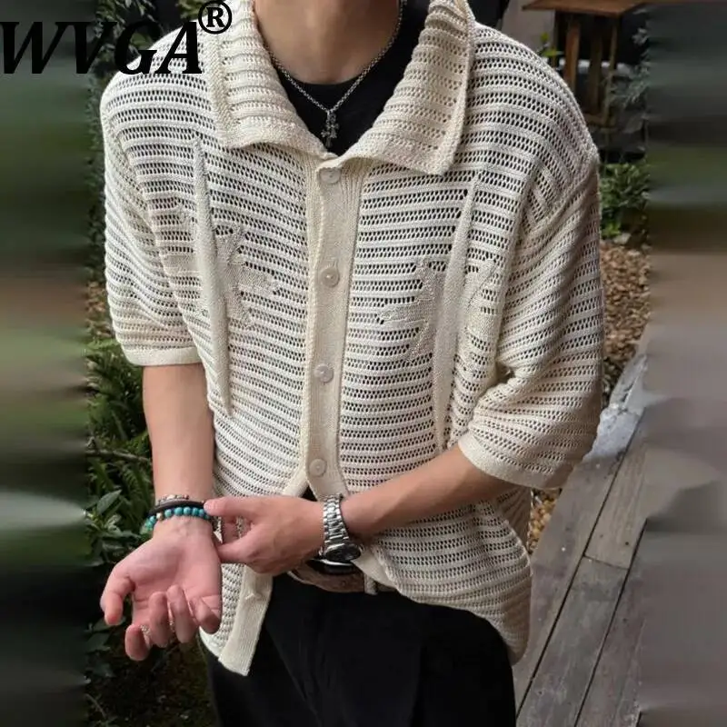 WVGA Summer New Men's Loose Design Trendy Wave Jacquard Hollow Out Knit Short Sleeve Shirt Niche Chic Casual Tops Ins Y2K W23593
WVGA Summer New Men's Loose Design Trendy Wave Jacquard Hollow Out Knit Short Sleeve Shirt Niche Chic Casual Tops Ins Y2K W23593