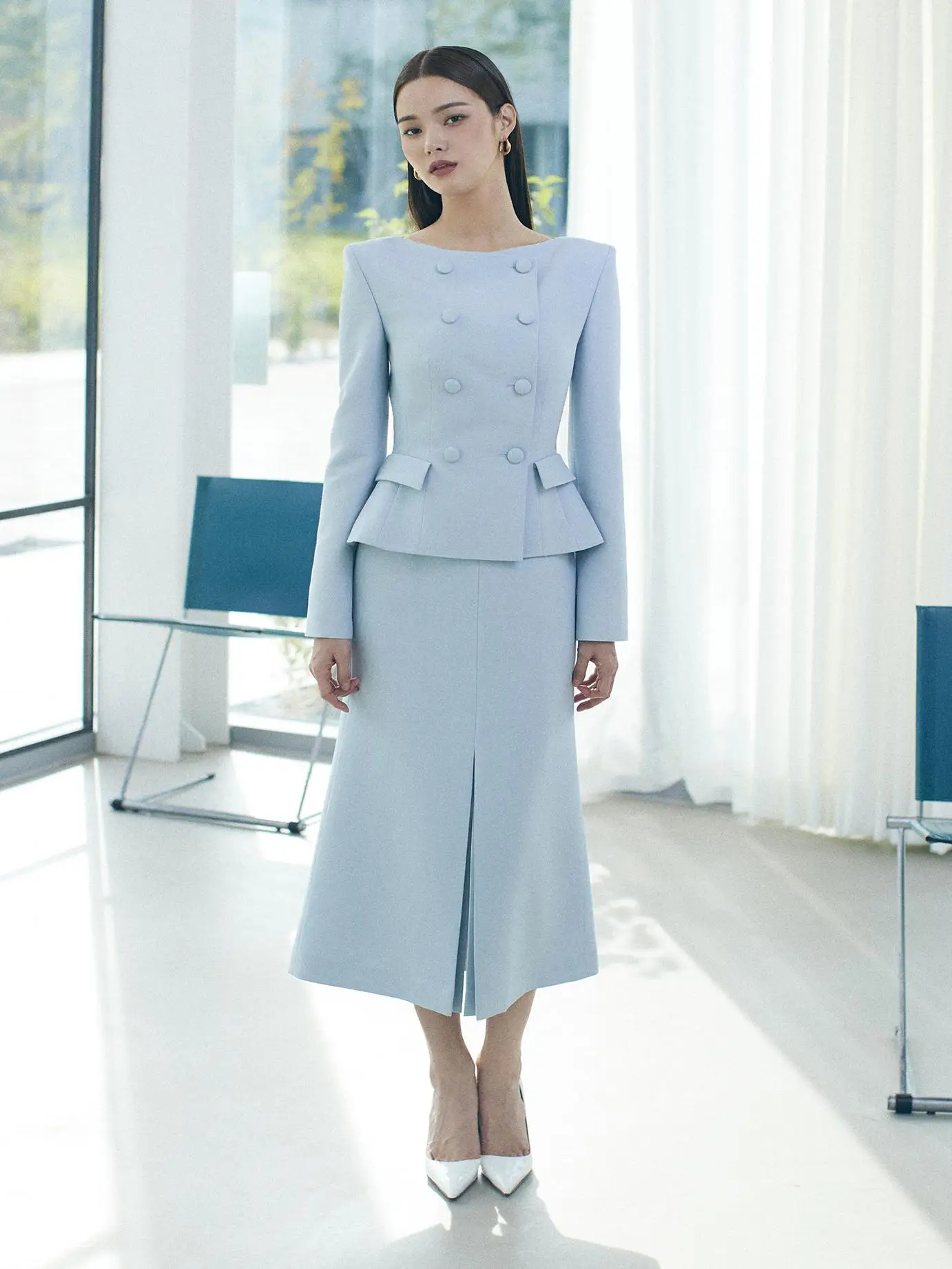 OL Split Mid-Length Slim Fit Half Skirt with Double Button One Shoulder Waist Inseam Suit Set Commute Style Long Sleeve
OL Split Mid-Length Slim Fit Half Skirt with Double Button One Shoulder Waist Inseam Suit Set Commute Style Long Sleeve