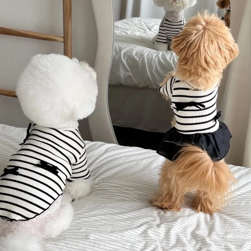 Striped Short-sleeved New Skirt Dog and Cat Vest Summer Teddy Yorkshire Dog Pet Clothes Leisure Polyester White Black Pet Dress
Striped Short-sleeved New Skirt Dog and Cat Vest Summer Teddy Yorkshire Dog Pet Clothes Leisure Polyester White Black Pet Dress