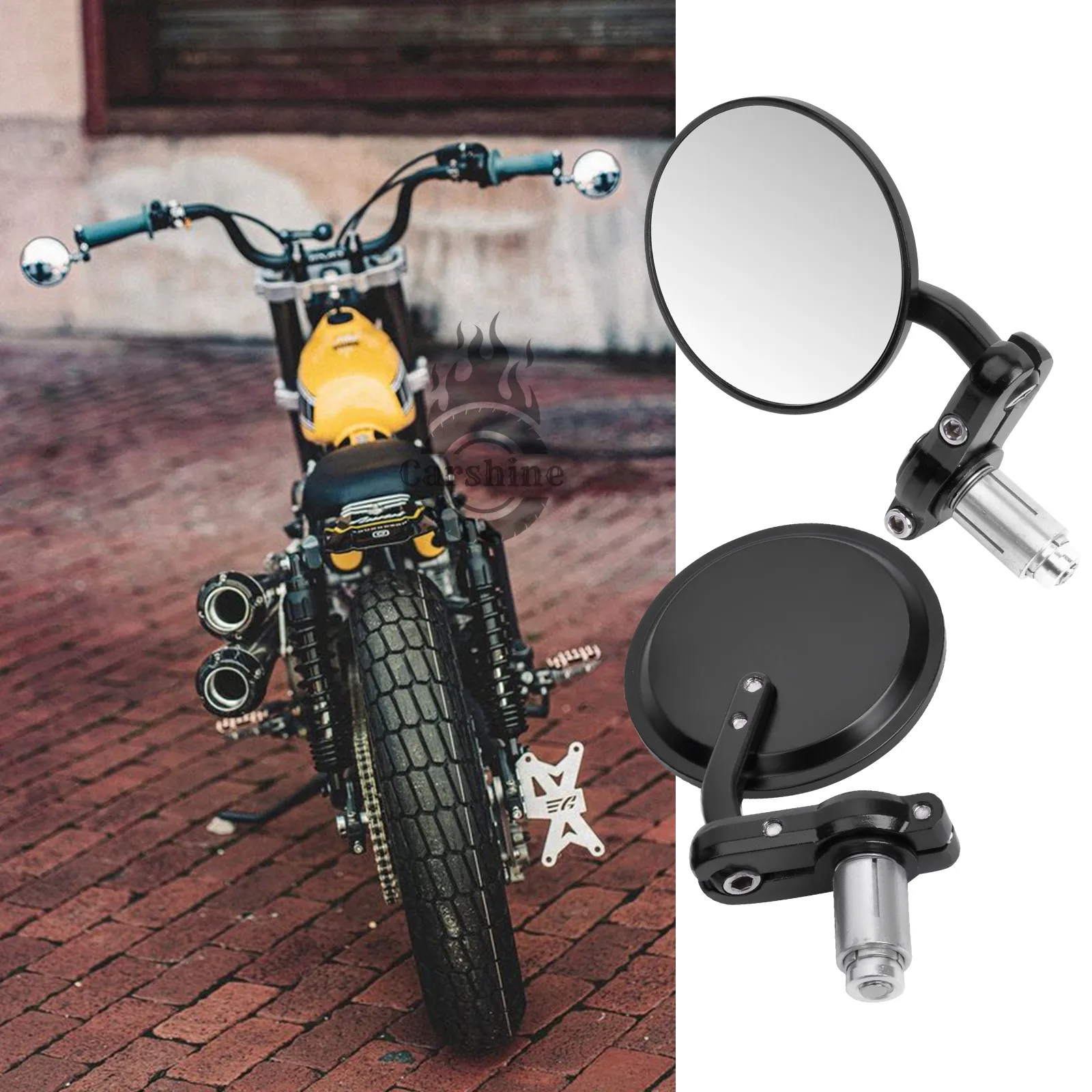 2-Piece 7/8" Black Handlebar End Mirrors for Yamaha SR400 / SR500 / SR540 – Cafe Racer Style
2-Piece 7/8" Black Handlebar End Mirrors for Yamaha SR400 / SR500 / SR540 – Cafe Racer Style