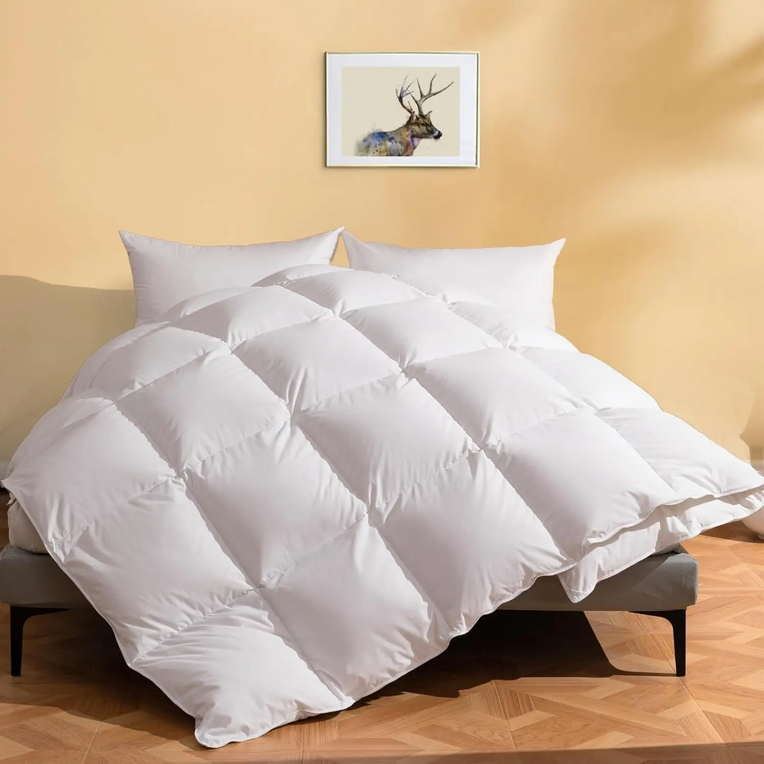 Luxury Feather Down Fiber Comforter King Size, Ultra-Soft Cotton-Blend Fabric, 750 FP Light Weight for Hot Sleepers/Warm Weather
Luxury Feather Down Fiber Comforter King Size, Ultra-Soft Cotton-Blend Fabric, 750 FP Light Weight for Hot Sleepers/Warm Weather