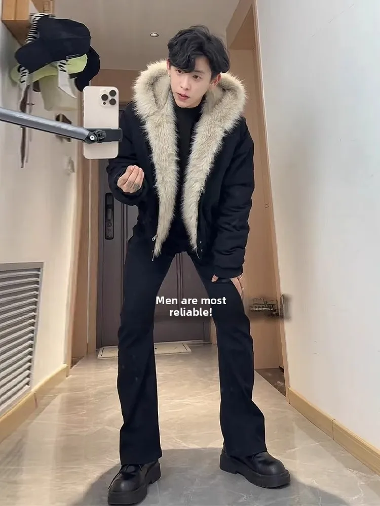 Men's Winter Jaet Hooded Faux Fur Collar Inner Fce American Sle Thiened Cotton Coat Youth Trendy ort Length Zipper...
Men's Winter Jaet Hooded Faux Fur Collar Inner Fce American Sle Thiened Cotton Coat Youth Trendy ort Length Zipper...