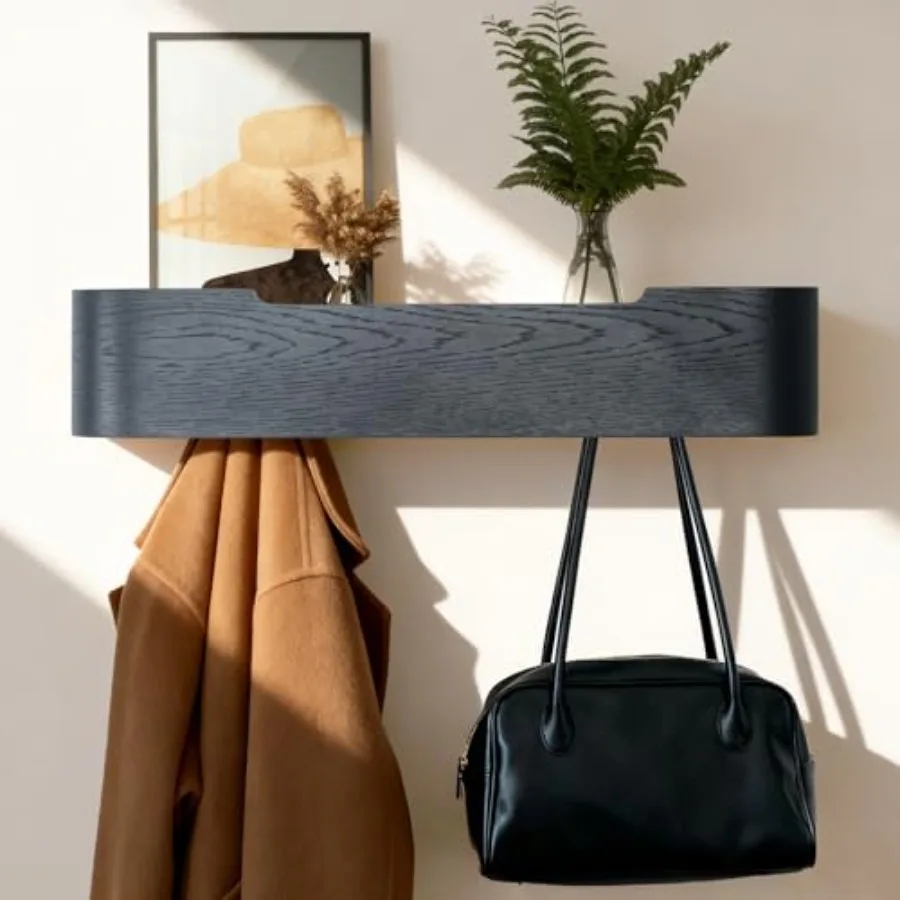Coat Rack Wall Mount with Shelf Entryway Shelf Modern Key Holder Hanger Wall Shelves with Hidden Hooks for Hanging Towels Coats
Coat Rack Wall Mount with Shelf Entryway Shelf Modern Key Holder Hanger Wall Shelves with Hidden Hooks for Hanging Towels Coats