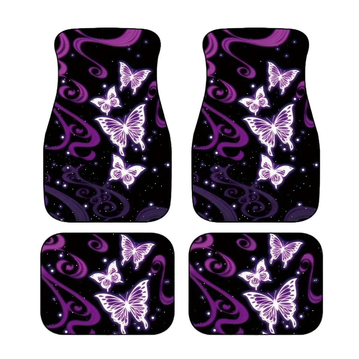 4pcs Purple And White Non-Slip All-Weather Butterfly Car Floor Mats For Front And Rear Seats - Stylish Auto Interior Decoration
4pcs Purple And White Non-Slip All-Weather Butterfly Car Floor Mats For Front And Rear Seats - Stylish Auto Interior Decoration