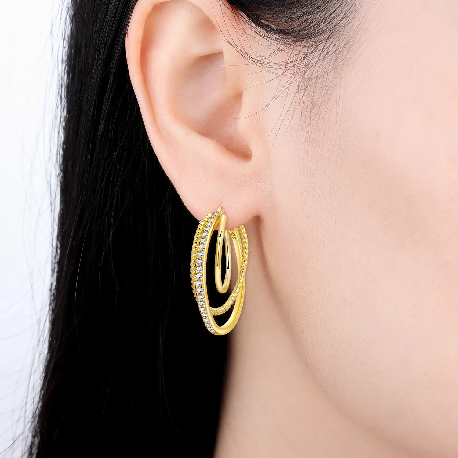 PANPOKI S925 Sterling Silver 18k Gold French 3-Ring Earrings Hoop Earrings For Women Jewelry Original Trendy Anniversary Gifts
PANPOKI S925 Sterling Silver 18k Gold French 3-Ring Earrings Hoop Earrings For Women Jewelry Original Trendy Anniversary Gifts