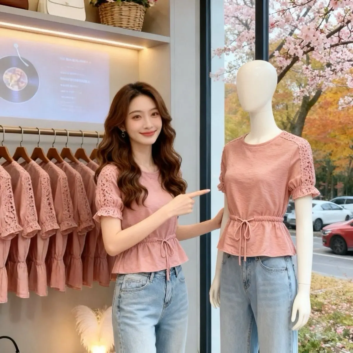 Fashionable Hollow out Short Sleeve T-Shirt Women's Loose Fit round Neck Pullover Summer New Style Thin Material Belt Waist
Fashionable Hollow out Short Sleeve T-Shirt Women's Loose Fit round Neck Pullover Summer New Style Thin Material Belt Waist