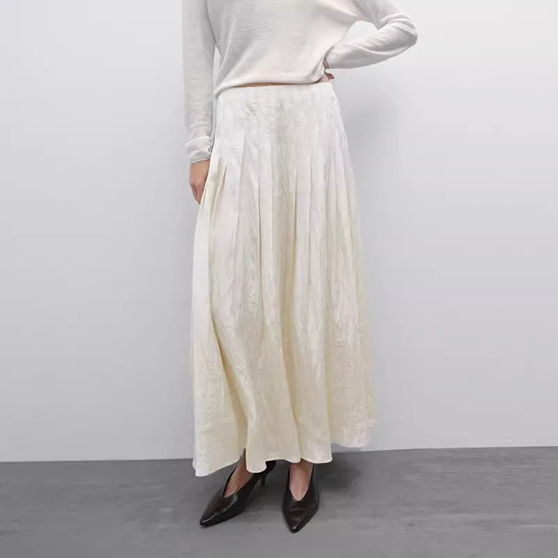 Beige Pleated Fashionable Midi Skirt For Women In Spring And Summer, New French Style Flowing Mid Length Skirt
Beige Pleated Fashionable Midi Skirt For Women In Spring And Summer, New French Style Flowing Mid Length Skirt