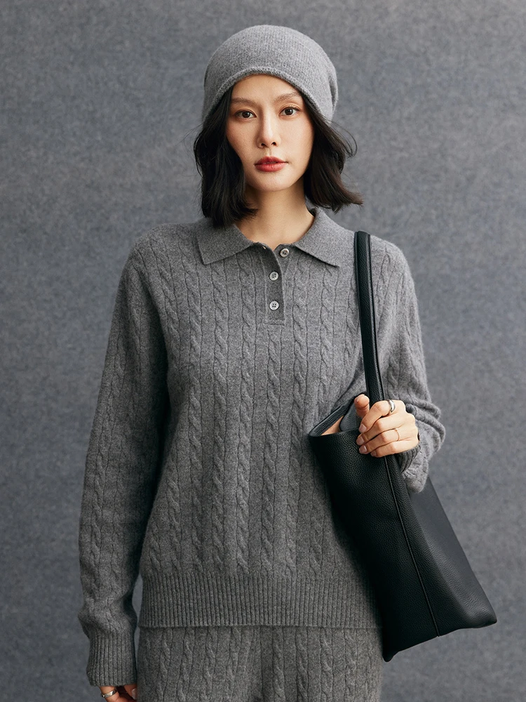 TLOML женский свитер из 100% кашемира, осенне-зимний пуловер с воротником-поло, вязаный кабель, повседневный стиль, кашемировый трикотаж, мягкие топы
TLOML женский свитер из 100% кашемира, осенне-зимний пуловер с воротником-поло, вязаный кабель, повседневный стиль, кашемировый трикотаж, мягкие топы