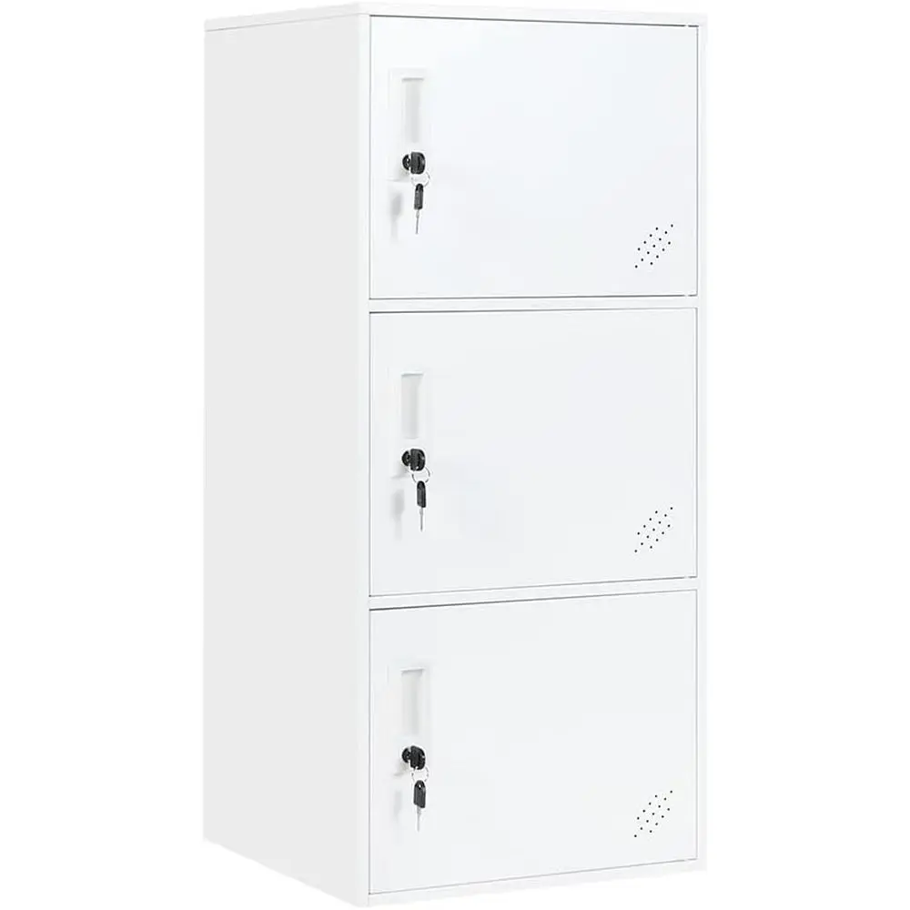 Stackable 3-Door Metal Storage Cabinet with Lock, Anti-Tilt, Organizer for Home, Office, Gym, School, and Kids (White)
Stackable 3-Door Metal Storage Cabinet with Lock, Anti-Tilt, Organizer for Home, Office, Gym, School, and Kids (White)