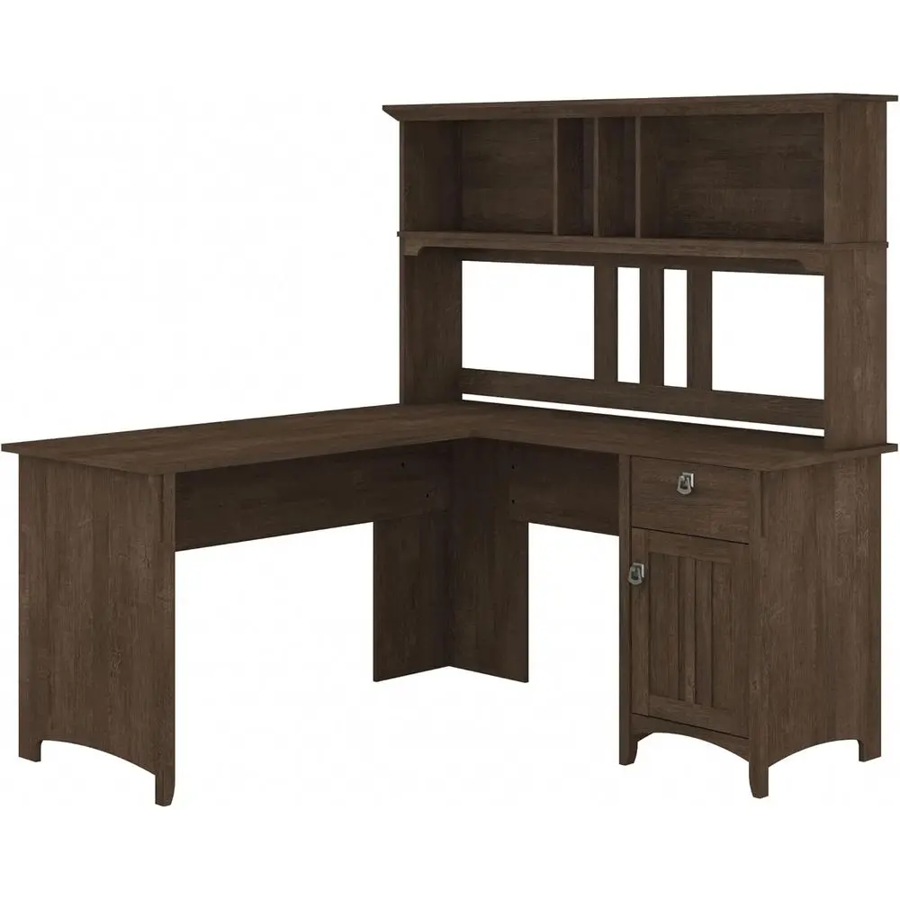 L-Shaped Desk with Hutch in Ash Brown for Home or Office with Drawers and Storage
L-Shaped Desk with Hutch in Ash Brown for Home or Office with Drawers and Storage