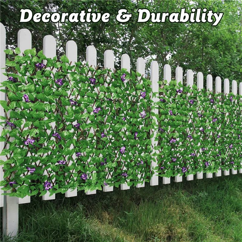 Artificial Ivy Privacy Fence Expandable Fence Privacy Screen Decorative Garden Trellis Panel Withviolet Flowers 40Cm-AC08
Artificial Ivy Privacy Fence Expandable Fence Privacy Screen Decorative Garden Trellis Panel Withviolet Flowers 40Cm-AC08