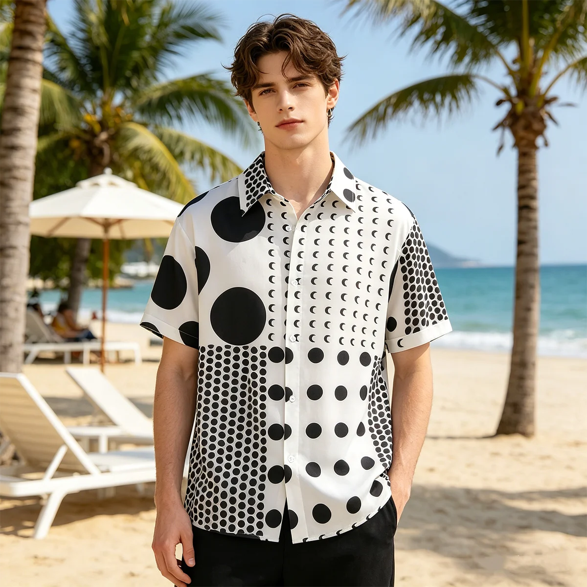 Men's Black White Polka Dot Patchwork Short Sleeve Shirt Patchwork Button Down Casual Hawaiian Shirt Summer Beach Top 2026
Men's Black White Polka Dot Patchwork Short Sleeve Shirt Patchwork Button Down Casual Hawaiian Shirt Summer Beach Top 2026