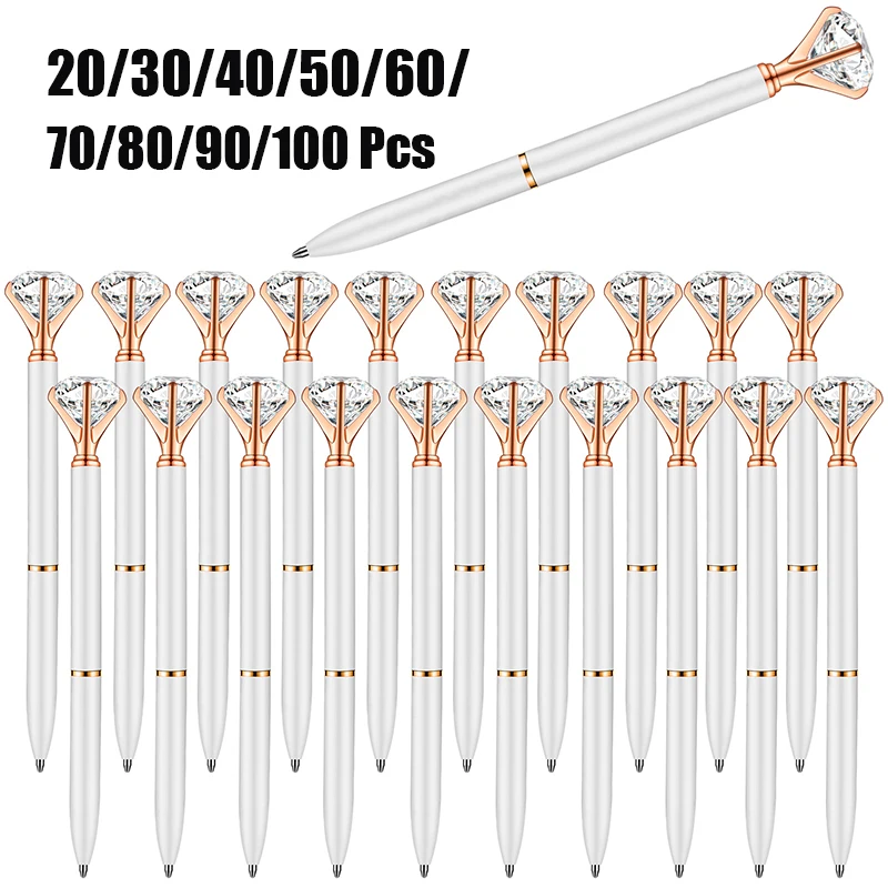 20-100 Pieces Diamond Top Metal Ballpoint Pens, White Rose Gold Crystal Writing Pens
20-100 Pieces Diamond Top Metal Ballpoint Pens, White Rose Gold Crystal Writing Pens