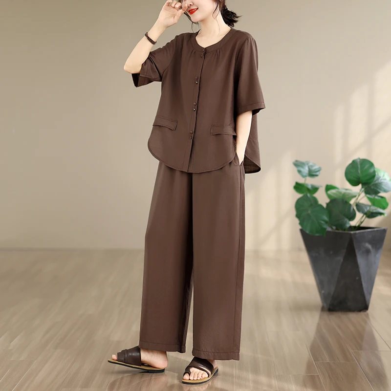 New Summer Cotton Linen Loose Fashionable Wide Leg Pants Two Piece Set for Middle-Aged Women Comfortable Breathable Clothing
New Summer Cotton Linen Loose Fashionable Wide Leg Pants Two Piece Set for Middle-Aged Women Comfortable Breathable Clothing