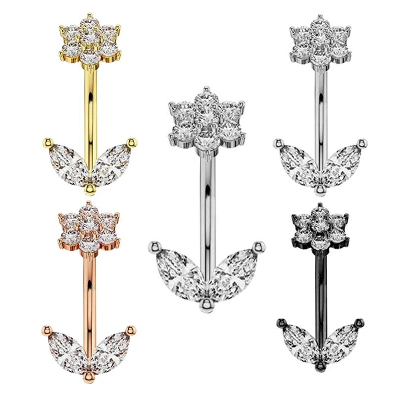 Wholesales Body Piercing 14G Stainless Steel Belly Button Rings for Women with Cubic Zirconia Flower Leaf Body Jewelry
Wholesales Body Piercing 14G Stainless Steel Belly Button Rings for Women with Cubic Zirconia Flower Leaf Body Jewelry