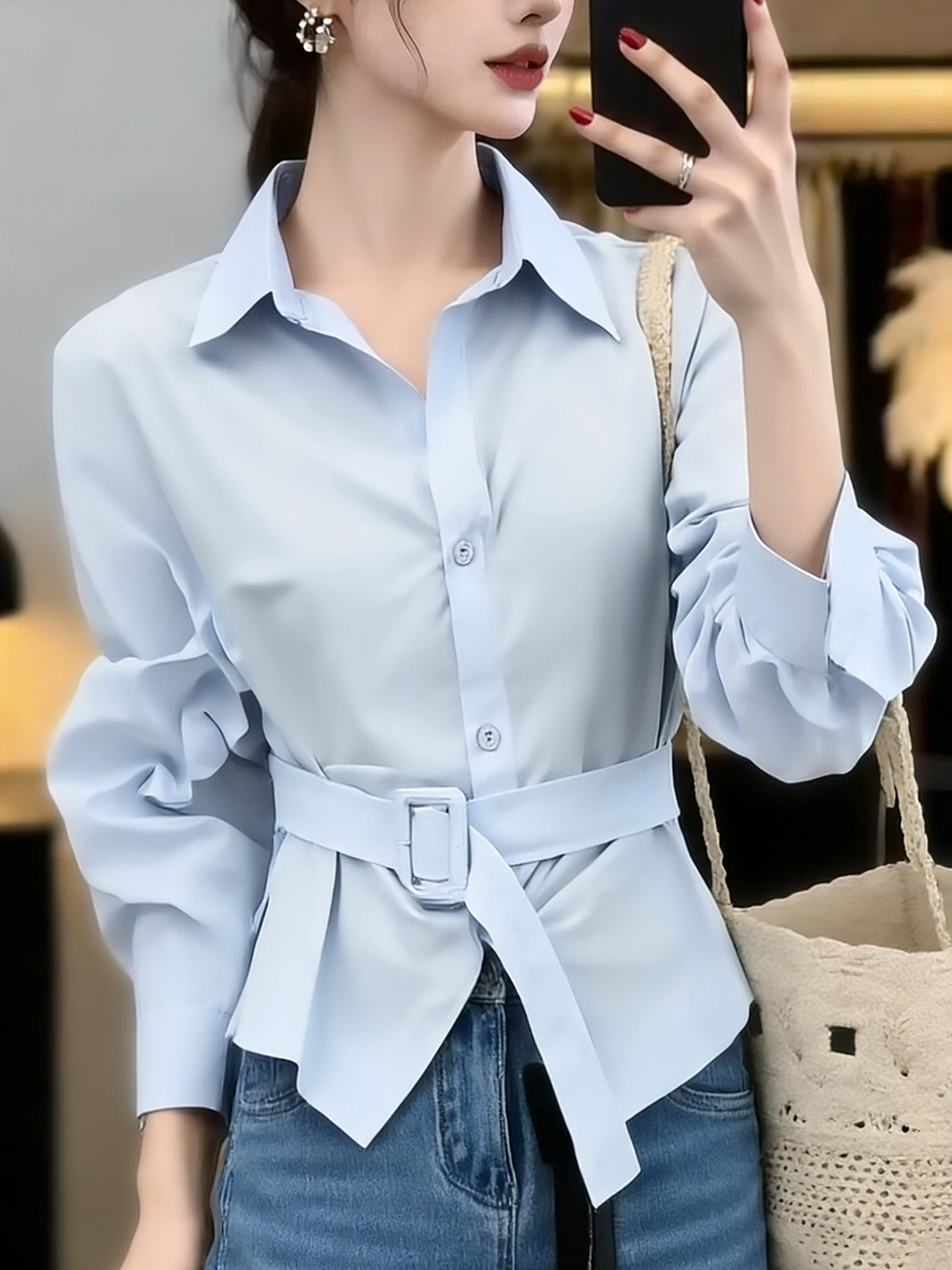 Slimming Long Sleeve Neck Shirt Pure Color Versatile Design Spring 2026 Women's Fashion Commute Style Straight Cut
Slimming Long Sleeve Neck Shirt Pure Color Versatile Design Spring 2026 Women's Fashion Commute Style Straight Cut