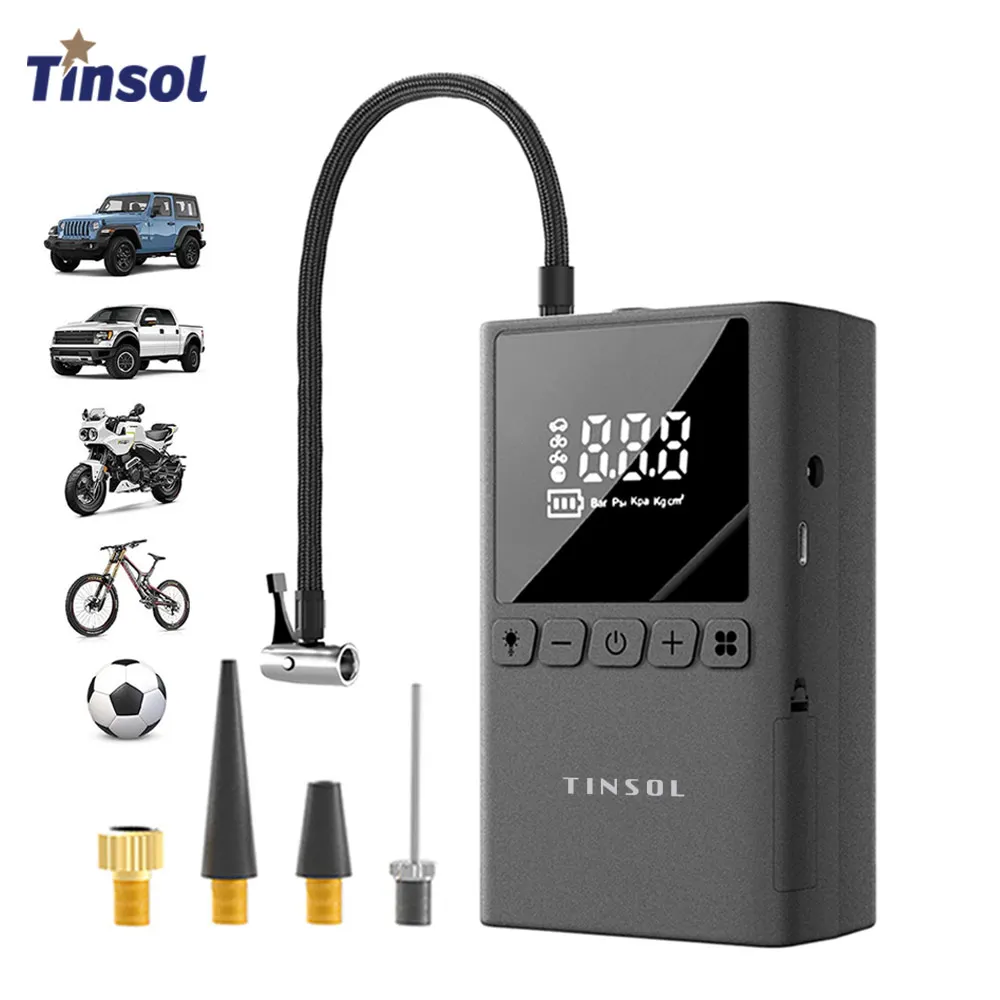 TINSOL portable wireless car air pump with LED lighting multifunctional pump suitable for cars, motorcycles, bicycles, and balls
TINSOL portable wireless car air pump with LED lighting multifunctional pump suitable for cars, motorcycles, bicycles, and balls