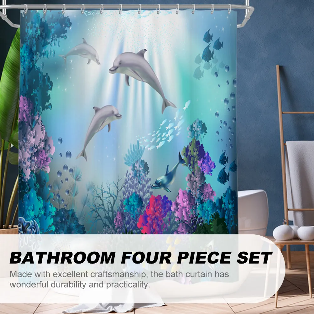 Waterproof Bath Curtain Set Ocean Animal Print Shower Curtains Non Slip Pad Easy Dry Bathroom Accessories Floor Mat Set
Waterproof Bath Curtain Set Ocean Animal Print Shower Curtains Non Slip Pad Easy Dry Bathroom Accessories Floor Mat Set