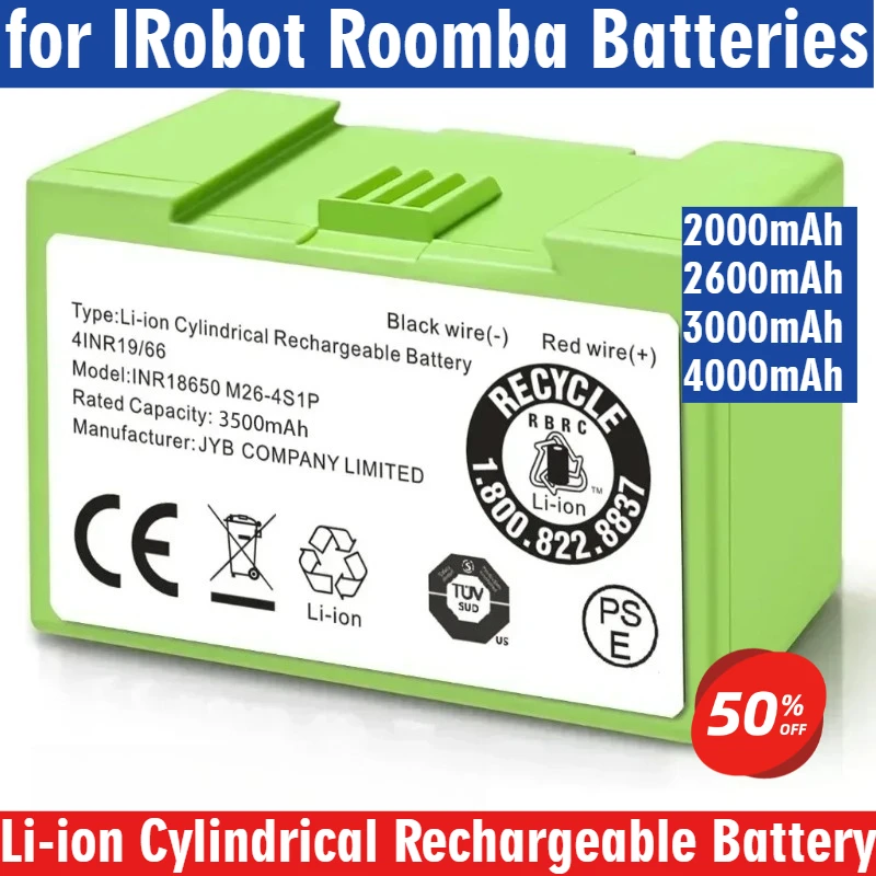 2000/2600/3000/4000mAh I7 Battery Replacement for IRobot Roomba E and I Series I7+ E5 7150 7550 I3 3150 I3+ 3550 I4 4150 I4
2000/2600/3000/4000mAh I7 Battery Replacement for IRobot Roomba E and I Series I7+ E5 7150 7550 I3 3150 I3+ 3550 I4 4150 I4