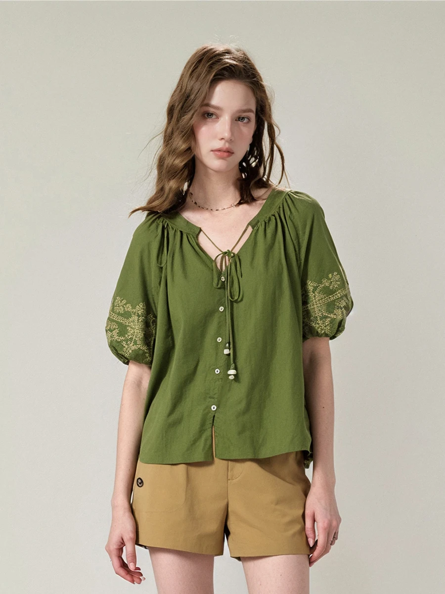 Retro Embroidered Belted Loose Cotton Linen Shirt Women's Summer New Style V-Neck Breathable Comfortable Casual Shirt
Retro Embroidered Belted Loose Cotton Linen Shirt Women's Summer New Style V-Neck Breathable Comfortable Casual Shirt
