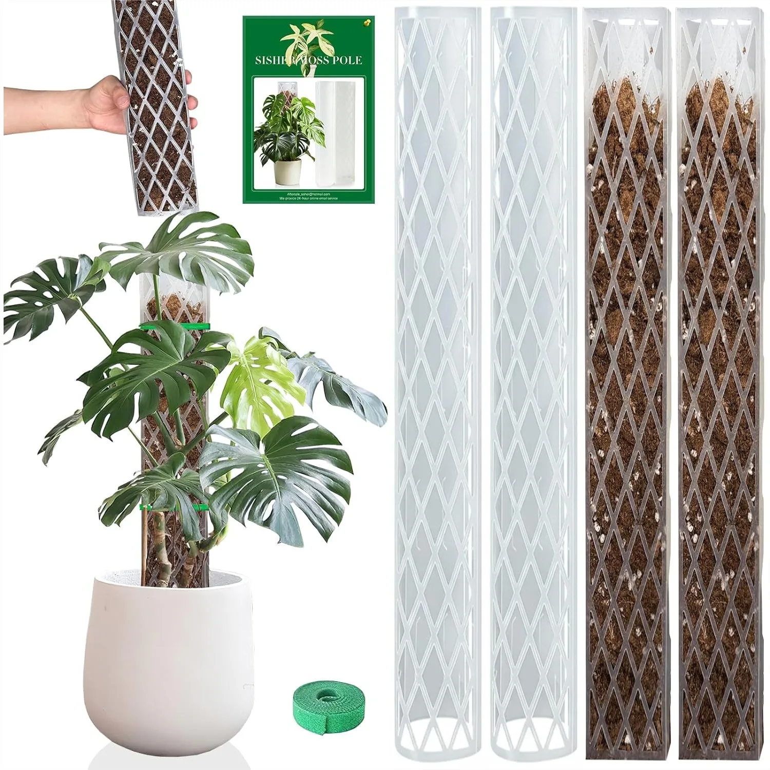 Plastic Moss Pole for Climbing Plants, 4-Pack 16 Inch D-Shaped Plant Support with Diamond Holes for Monstera, Pothos, Indoor
Plastic Moss Pole for Climbing Plants, 4-Pack 16 Inch D-Shaped Plant Support with Diamond Holes for Monstera, Pothos, Indoor