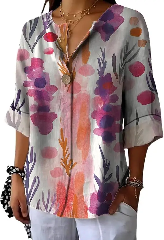 Womens Long Sleeve Boho Shirts Button V Neck Vintage Floral Tops Ladies Blouses Dressy Casual Graphic Shirt 2025 Spring
Womens Long Sleeve Boho Shirts Button V Neck Vintage Floral Tops Ladies Blouses Dressy Casual Graphic Shirt 2025 Spring