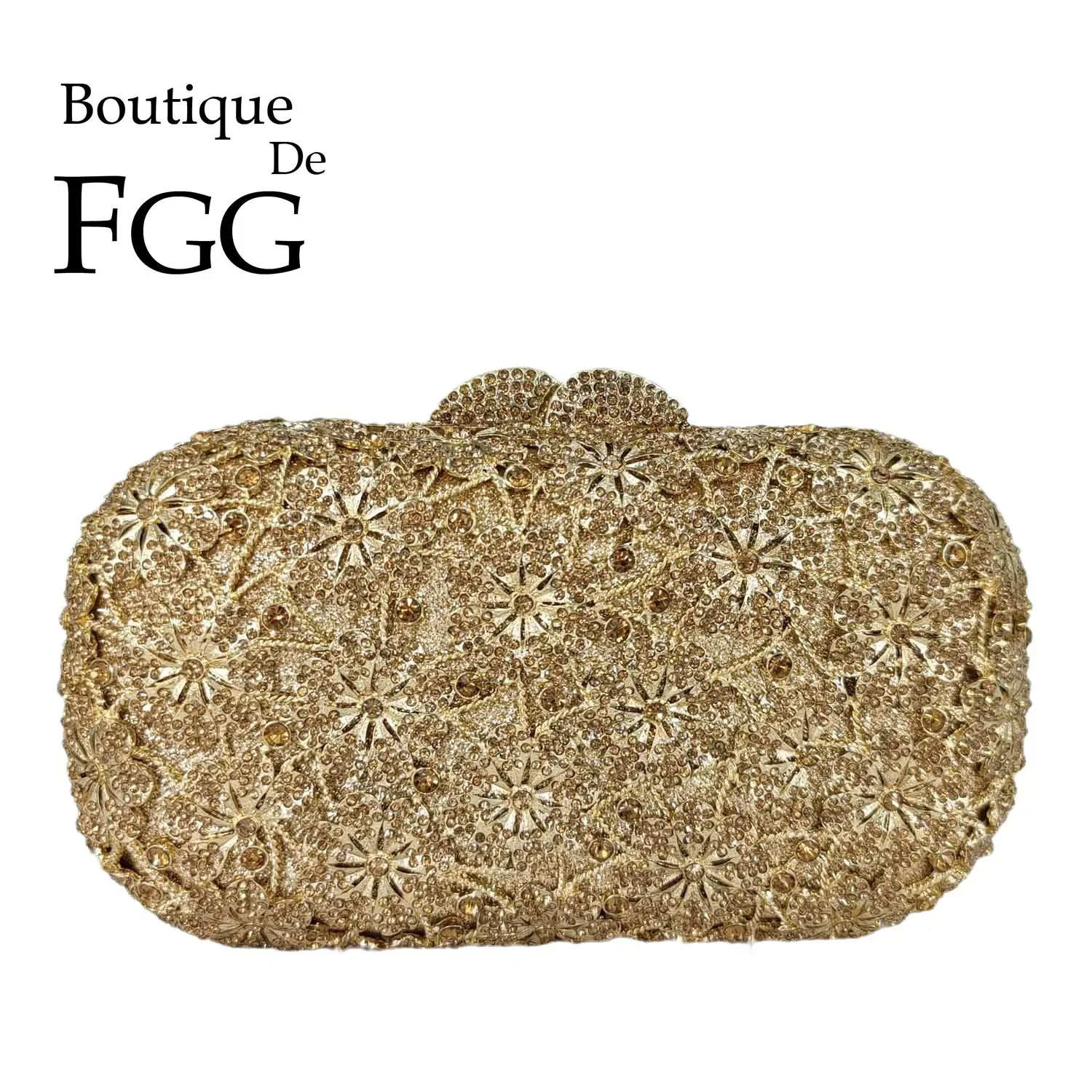 Boutique De FGG Elegant Womne Flower Evening Bags Golden Rhinestone Wedding Clutch Handbags Bridal Party Dinner Purses Bag
Boutique De FGG Elegant Womne Flower Evening Bags Golden Rhinestone Wedding Clutch Handbags Bridal Party Dinner Purses Bag