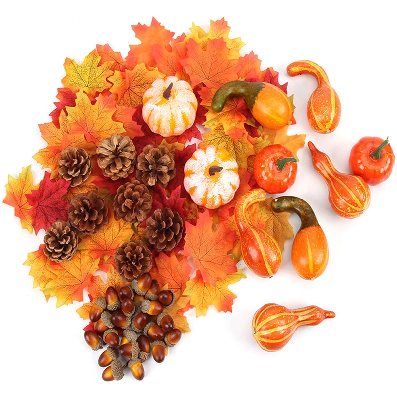 Fall Artificial Pumpkins Mini Pumpkins Pine Cones Leaves acorns and Berries Autumn decoration Kit Halloween Party Decoration
Fall Artificial Pumpkins Mini Pumpkins Pine Cones Leaves acorns and Berries Autumn decoration Kit Halloween Party Decoration