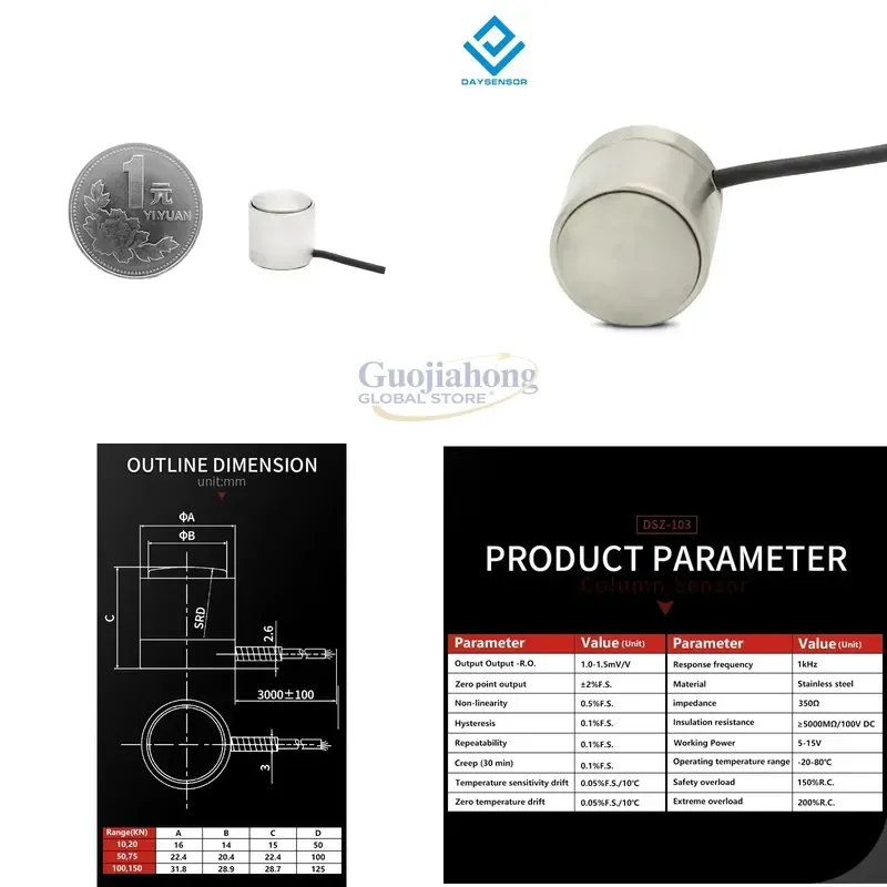 2026 HOT 10 20 50 100 150 KN Column Sensor Tension and Pressure Force Sensor Columnar Sensor for 3C Production and Test
2026 HOT 10 20 50 100 150 KN Column Sensor Tension and Pressure Force Sensor Columnar Sensor for 3C Production and Test
