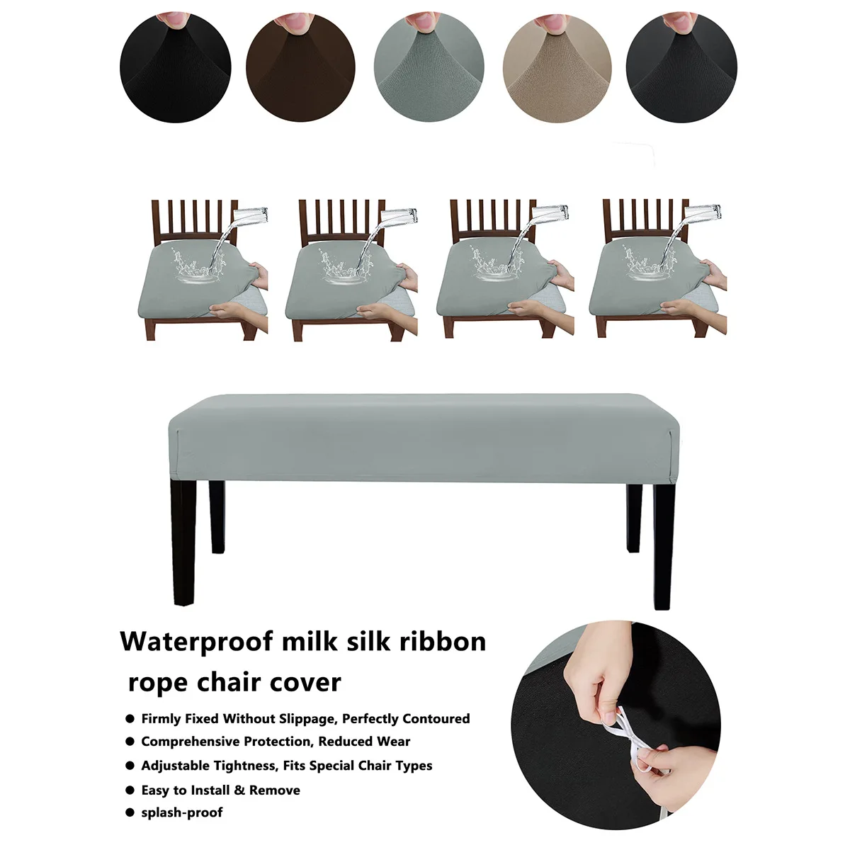 Solid Color Elastic 75D Milk Silk Waterproof Bench Cover with Rope Universal Combo Set Dustproof 4pcs Chair Cover 1 Bench Cover
Solid Color Elastic 75D Milk Silk Waterproof Bench Cover with Rope Universal Combo Set Dustproof 4pcs Chair Cover 1 Bench Cover