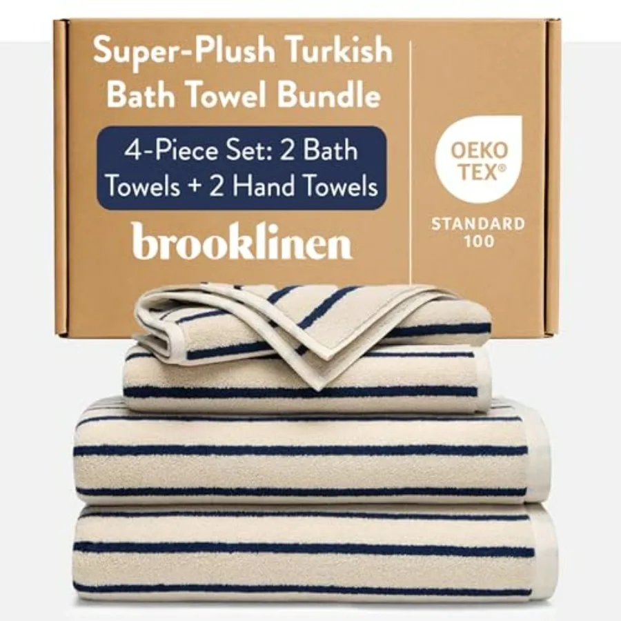 Bath Hand Towel Set for Home Bathroom - 100 Turkish Cotton, Striped Abyss, Super-Plush 770 GSM, Highly Absorbent
Bath Hand Towel Set for Home Bathroom - 100 Turkish Cotton, Striped Abyss, Super-Plush 770 GSM, Highly Absorbent