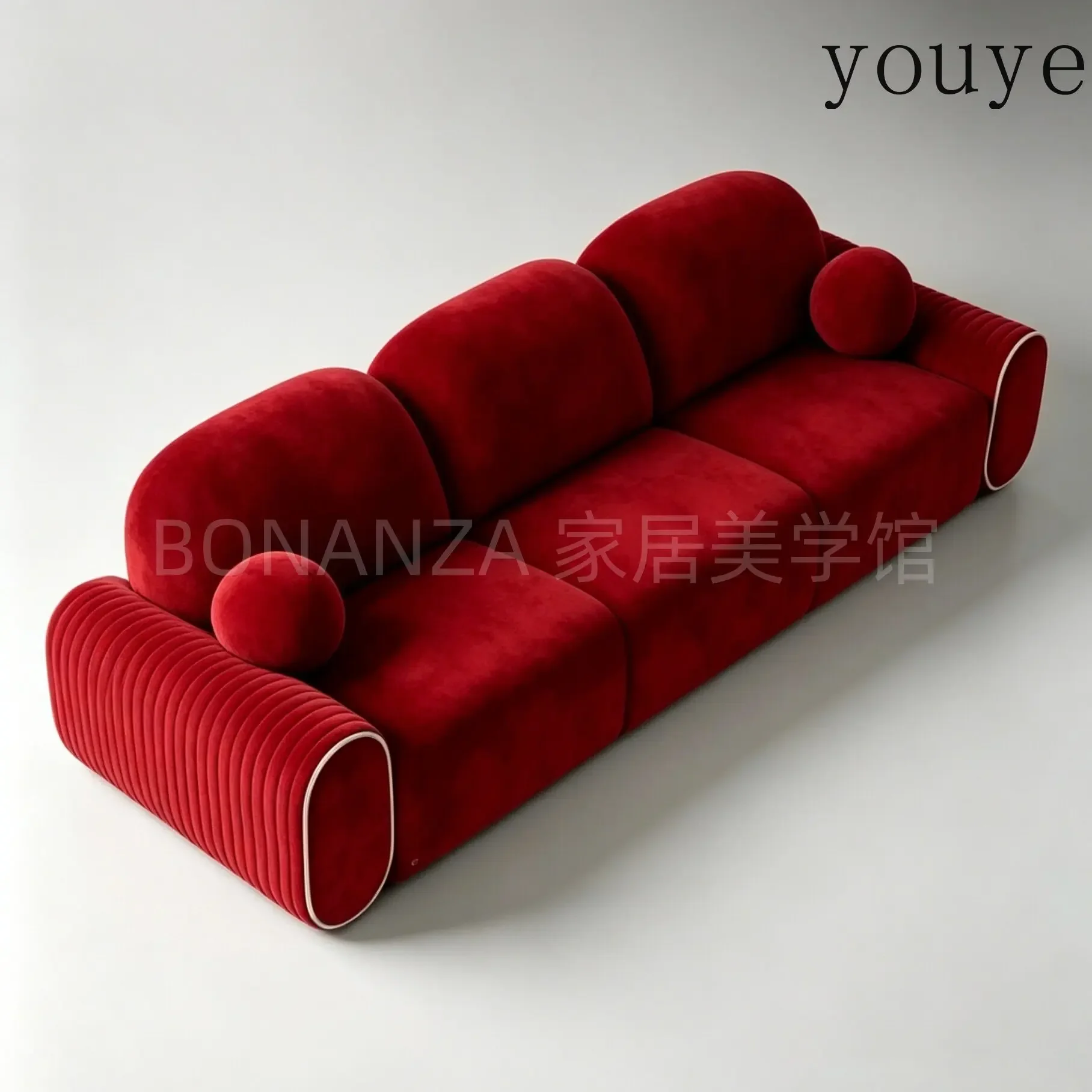 X3 French Retro Red Velvet Cloud Sofa Designer Pleated Armrest Contrasting Color Piping Living Room Straight Three-person Sofa
X3 French Retro Red Velvet Cloud Sofa Designer Pleated Armrest Contrasting Color Piping Living Room Straight Three-person Sofa
