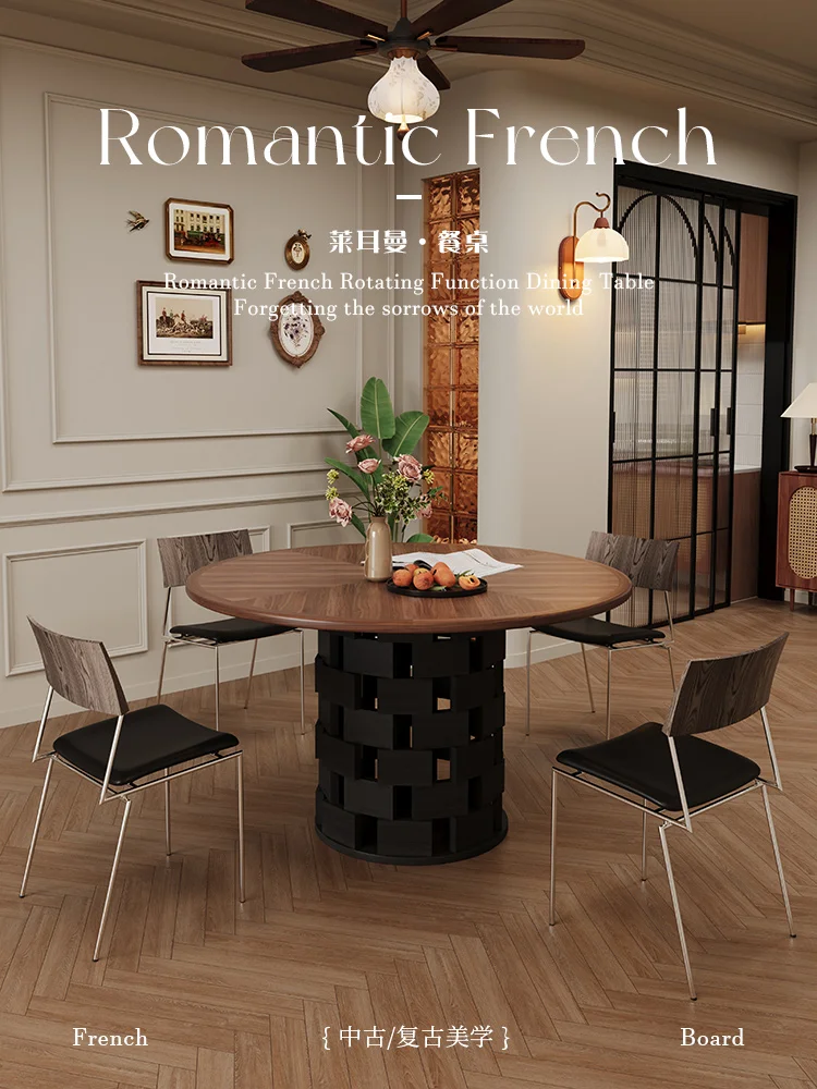 Medieval solid wood round table premium French retro black round dining table 2025 new small apartment
Medieval solid wood round table premium French retro black round dining table 2025 new small apartment