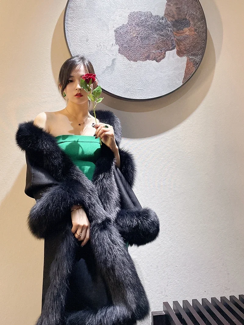 Fox Fur Gown Autumn Winter Cheongsam Wedding Shawl Fur High-end Wool Double-sided Thick Knitted Solid Casual Outerwear Fur Coat
Fox Fur Gown Autumn Winter Cheongsam Wedding Shawl Fur High-end Wool Double-sided Thick Knitted Solid Casual Outerwear Fur Coat