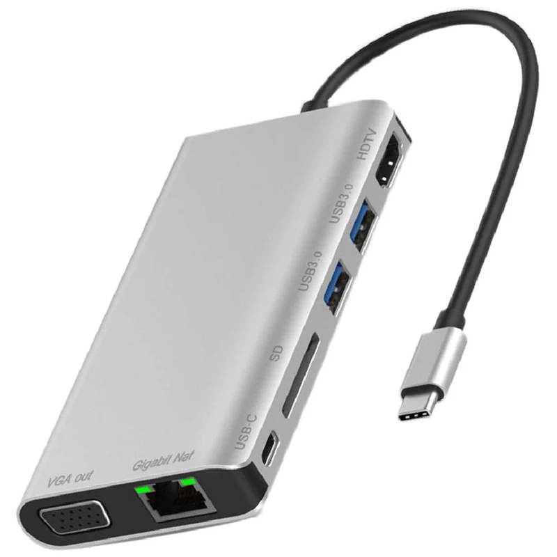Док-станция типа C 8-в-1 для HDTV + VGA + USB3.0 + SD + гигабитная LAN + PD Type-C док-станция запасные части и аксессуары
Док-станция типа C 8-в-1 для HDTV + VGA + USB3.0 + SD + гигабитная LAN + PD Type-C док-станция запасные части и аксессуары